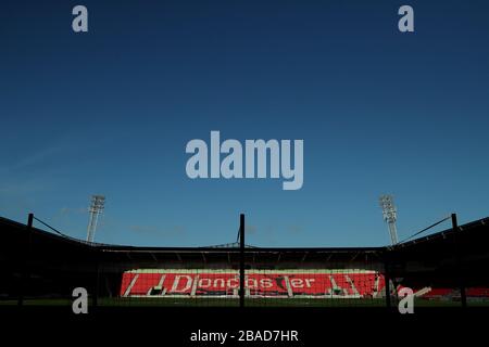 Ein allgemeiner Blick auf das Doncaster Rovers Keepmograben Stadium Stockfoto