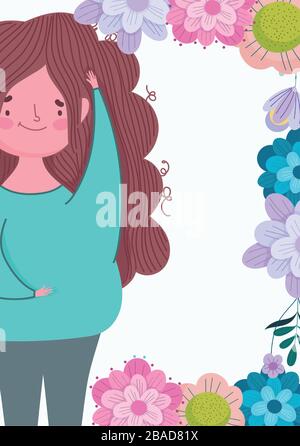 Happy Mothers Day, niedliche Frau Blumen Blumenschmuck Feier Vektor-Illustration Stock Vektor