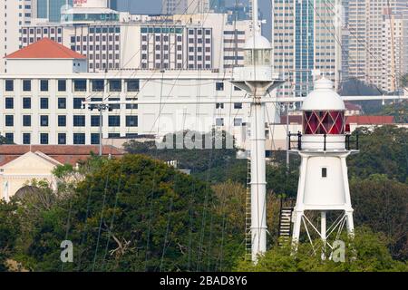 Fort Cornwallis Lighthouse & Georgetown Skyline, Penang Island, Malaysia Stockfoto