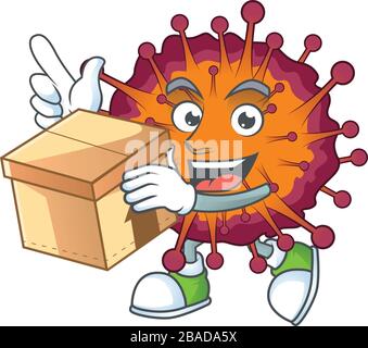 Ein Symbol für den Designstil des COVID19-Syndroms mit einer Schachtel Stock Vektor