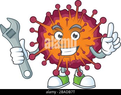 Mascot Design Konzept des COVID19 Syndrome Mechanic Stock Vektor