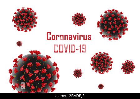 Corona Virus 2019-ncov Banner. Medizinische Viruserkrankung, Coronavirus Infektionen Hintergrund. Abbildung: Vektor des roten Moleküls der Coronavirus-Zelle. Stock Vektor