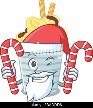 Freundliche Eiscreme Bananenrollen in Santa Cartoon Charakter mit Süßigkeiten Stock Vektor
