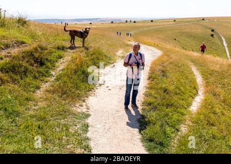 Fotograf Auf Dem South Downs Near Devils Dyke Außerhalb Von Brighton, East Sussex, England Stockfoto