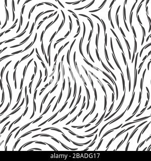 Vektor nahtlose Struktur von schwarzer Farbe aus glatten abstrakten Mustern, die auf einem weißen Hintergrund isoliert sind. Muster zum Bedrucken auf Stoff oder Umhüllung Stock Vektor