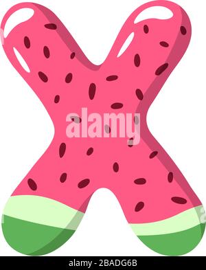 Wassermelonenalphabet Zeichen auf weißem Hintergrund - Vektor-Illustration Stock Vektor