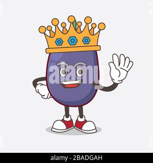Ein Bild von Java Plum Cartoon-Maskottchen-Figur, das von King auf dem Cartoon-Maskottchen-Design stilisiert wurde Stockfoto
