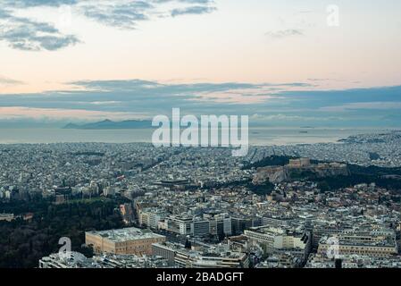 Athener Luftlandschaften, Blick auf die Stadt Stockfoto