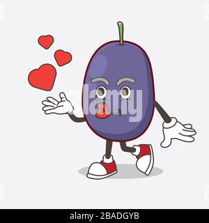 Ein Bild von Java Plum Cartoon-Maskottchen-Charakter mit wütenden Gesicht Stockfoto
