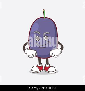 Ein Bild von Java Plum Cartoon-Maskottchen-Charakter mit einem grellen Gesicht Stockfoto