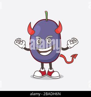 Ein Bild der Java-Plum-Zeichentrick-Maskottchen-Figur als grausamer Teufel Stockfoto