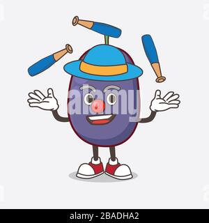 Ein Bild von Java Plum Cartoon-Maskottchen spielen Juggling Stockfoto