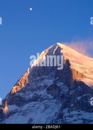 Nordwand des Eiger im Skigebiet Wengen, Schweiz. Stockfoto