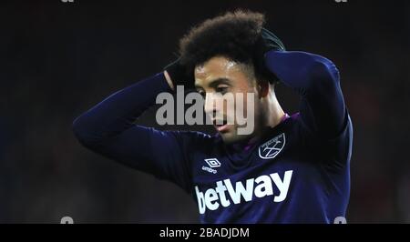 Felipe Anderson von West Ham United reagiert nach einer verpassten Gelegenheit Stockfoto