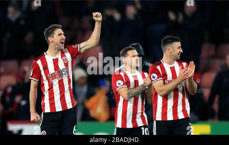 Sheffield United-Trainer Chris Basham (links) reagiert nach dem Schlusspfiff Stockfoto