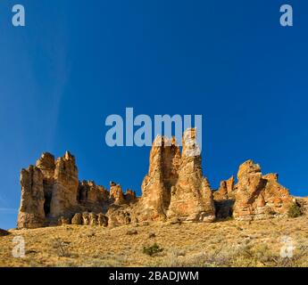 Die Palisaden von Iron Mountain in John Day Fossil Betten Nationaldenkmal, Clarno Einheit, Oregon, USA Stockfoto