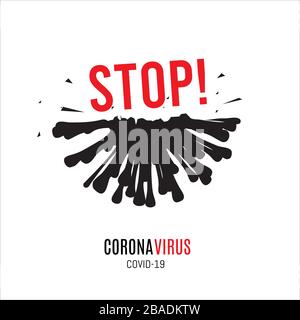 Schwarze Silhouette des Coronavirus-Vektorsymbols auf weißem Hintergrund Konzertschutz vor Coronavirus-Infektionen. Stock Vektor