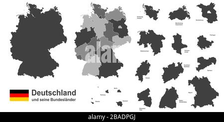 westeuropäisches Land deutschland und die Bundesländer Stock Vektor