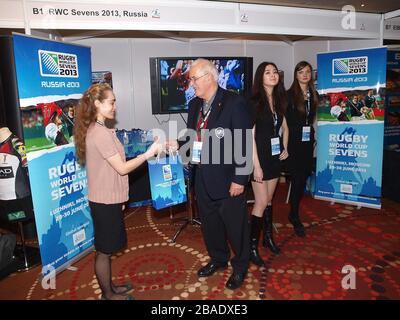 Das RWC Sevens 2013, Russland steht am Tag eins der Rugby Expo 2012 in Twickenham Stockfoto