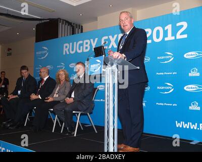 Reden am ersten Tag der Rugby Expo 2012 in Twickenham Stockfoto