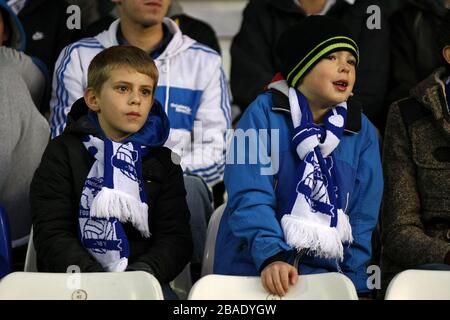 Birmingham City-Fans auf der Tribüne Stockfoto