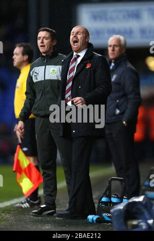 Burnley First Team Coach Tony Loughlan (l) Manager Sean Dyche (c) und Ipswich Town Manager Mick McCarthy (r) Stockfoto