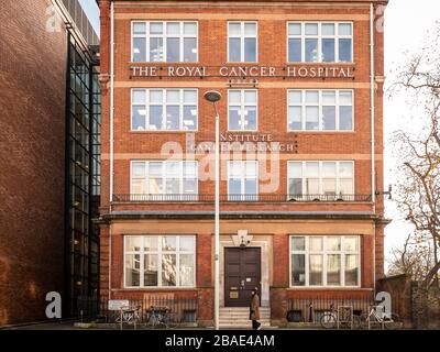 LONDON - das Royal Cancer Hospital an der Fulham Road, ein NHS-Stiftungsvertrauen und ein weltweit führendes Krebskrankenhaus Stockfoto