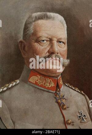 Paul von Hindenburg (* um das Jahr von 1848) war ein deutscher General und Staatsmann, der im ersten Weltkrieg das Kaiserliche Bundesheer befehligte und später Präsident wurde Stockfoto