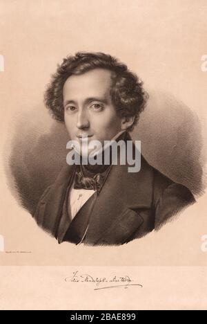 Bild von Jakob Ludwig Felix Mendelssohn Bartholdy (1809 - 1847), einem deutschen Komponisten, Pianisten, Organisten und Dirigenten der frühen Romantik. M Stockfoto