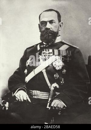 Aleksei Ermolaevich Evert (1857 - 1918) war ein Kaiserlich russischer General der orthodoxen deutschen Extraktion. Russischer Militärkommandeur, General der INFA Stockfoto