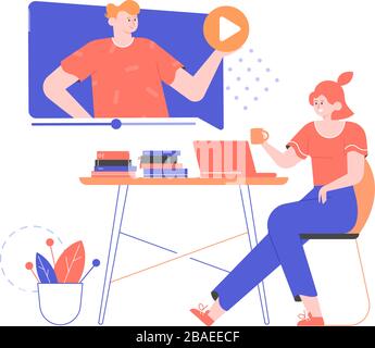 Online-Fernschulungen, Webinare, Schulungsvideos. Stock Vektor