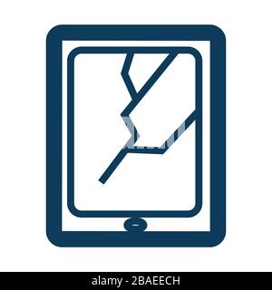 Smartphone mit beschädigtem Bildschirm, Symbol für abgestürztes Mobiltelefon Stock Vektor