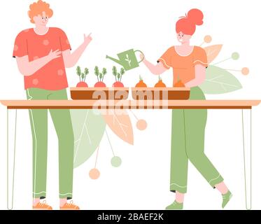 Hydroponikgarten. Gardering zu Hause. Stock Vektor