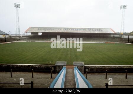 Ein allgemeiner Blick auf den Ninian Park, der Heimat von Cardiff City, bevor er losgeht. Stockfoto