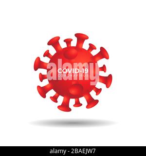 Rote Covid-19-Coronavirus-Vektorgrafiken isoliert auf weißem Hintergrund. Logo-Design-Vorlage. Stock Vektor