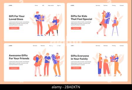 Geschenke für Lieben, Familie, Freunde, Verwandte. Stock Vektor