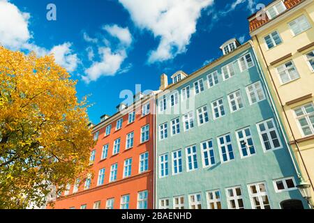 Alte farbige historische Häuser in Kopenhagen, Dänemark Stockfoto