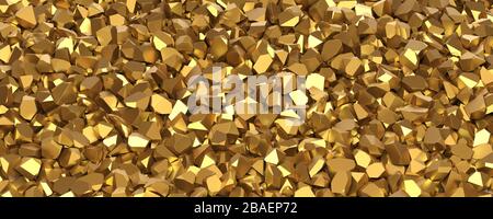 Goldene Nuggets auf weißem Hintergrund 3D-Rendering Stockfoto