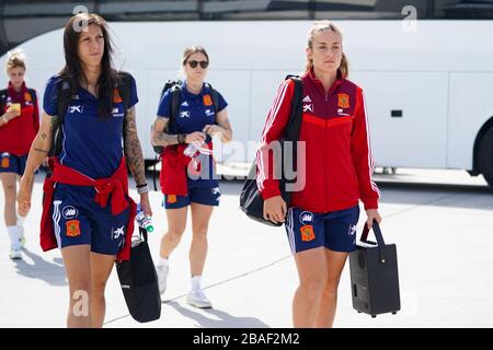 ORLANDO. USA. 05. MÄRZ: Jennifer Hermoso und Alexia Putellas aus Spanien kommen im Stadion während des Internationalen freundschaftlichen Fußballspiels der Frauen im SheBelieves Cup 2020 zwischen Spanien Frauen und Japan Frauen im Exploria Stadium in Orlando, USA, an. ***keine kommerzielle Nutzung*** (Foto von Daniela Porcelli/SPP) Stockfoto