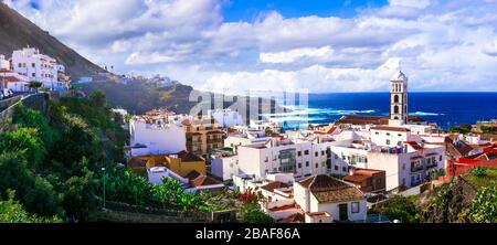 Beeindruckendes Dorf in Garachico, Panoramaaussicht, Insel Tenera, Spanien. Stockfoto