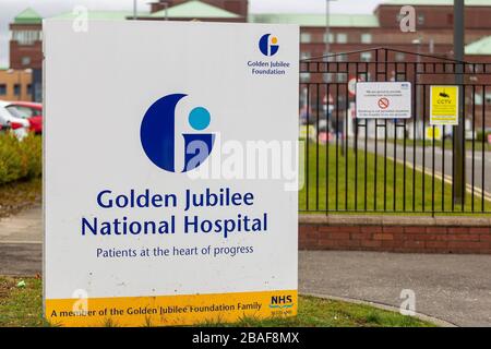 Glasgow, Großbritannien. März 2020. Allgemeine Ansicht des Golden Jubilee National Hospital in Clydebank, Credit: Colin Poultney/Alamy Live News Stockfoto