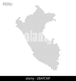 Peru Karte gepunktete Vektorhintergrund. Abbildung für Technologiedesign oder Infografiken. Isoliert auf weißem Hintergrund. Darstellung des Bewegungsvektors Stock Vektor