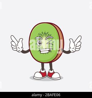 Ein Bild der Kiwi-Obst-Zeichentrick-Maskottchen-Figur mit Winking Eye Stockfoto