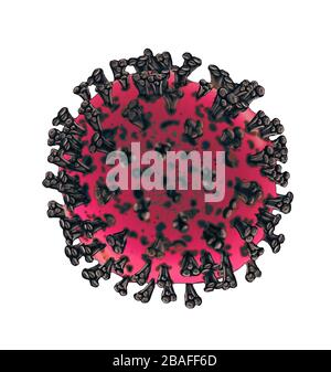 Mikroskopische Sicht auf Coronavirus, einen Erreger, der die Atemwege angreift Stockfoto