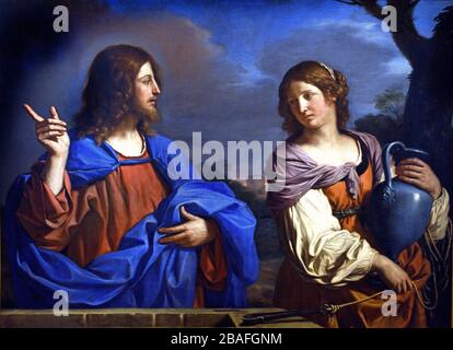 Christus und die Frau von Samaria am Brunnen 1640 von Giovanni Francesco Barbieri GUERCINO Le Guerchin 1591-1666 Italien Italienisch Stockfoto