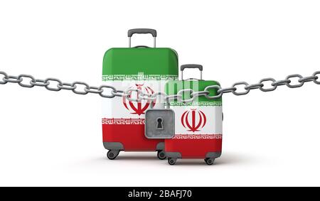 Iran blockiert Reiserbeschränkungen Konzept. 3D-Rendering Stockfoto