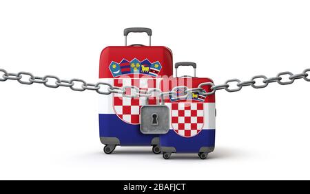 Kroatien - Konzept für Beschränkungen bei Reisen. 3D-Rendering Stockfoto