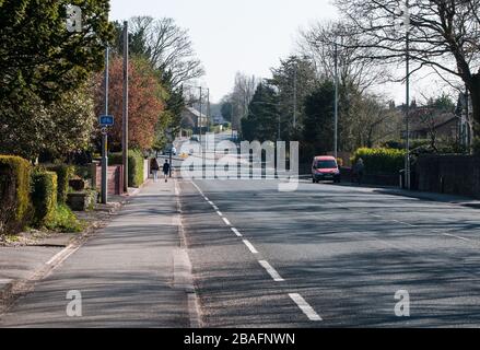 Leere Straßen in Lancashire aufgrund der Coronavirus Pandemie. Stockfoto