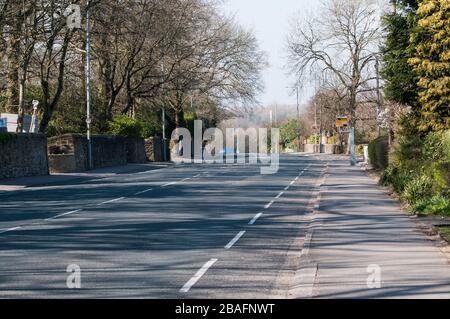 Leere Straßen in Lancashire aufgrund der Coronavirus Pandemie. Stockfoto