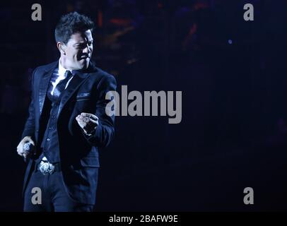 Yahir Othón Parra Durante su Concierto en El Palenque de la Feria de Leon Guanajuato el 16 de Enero del 2014.. (* Foto: TiradorTercero/NortePhoto*) Stockfoto